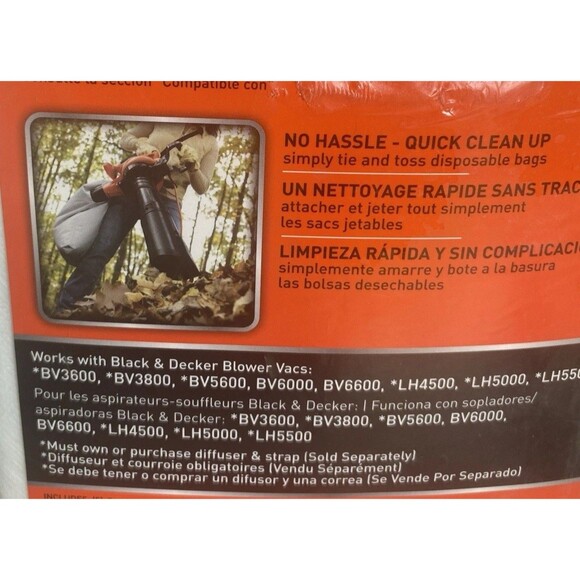 BLACK+DECKER BV-008 Disposal Bags Leaf Vacuum- White - 5pk - Picture 2 of 4